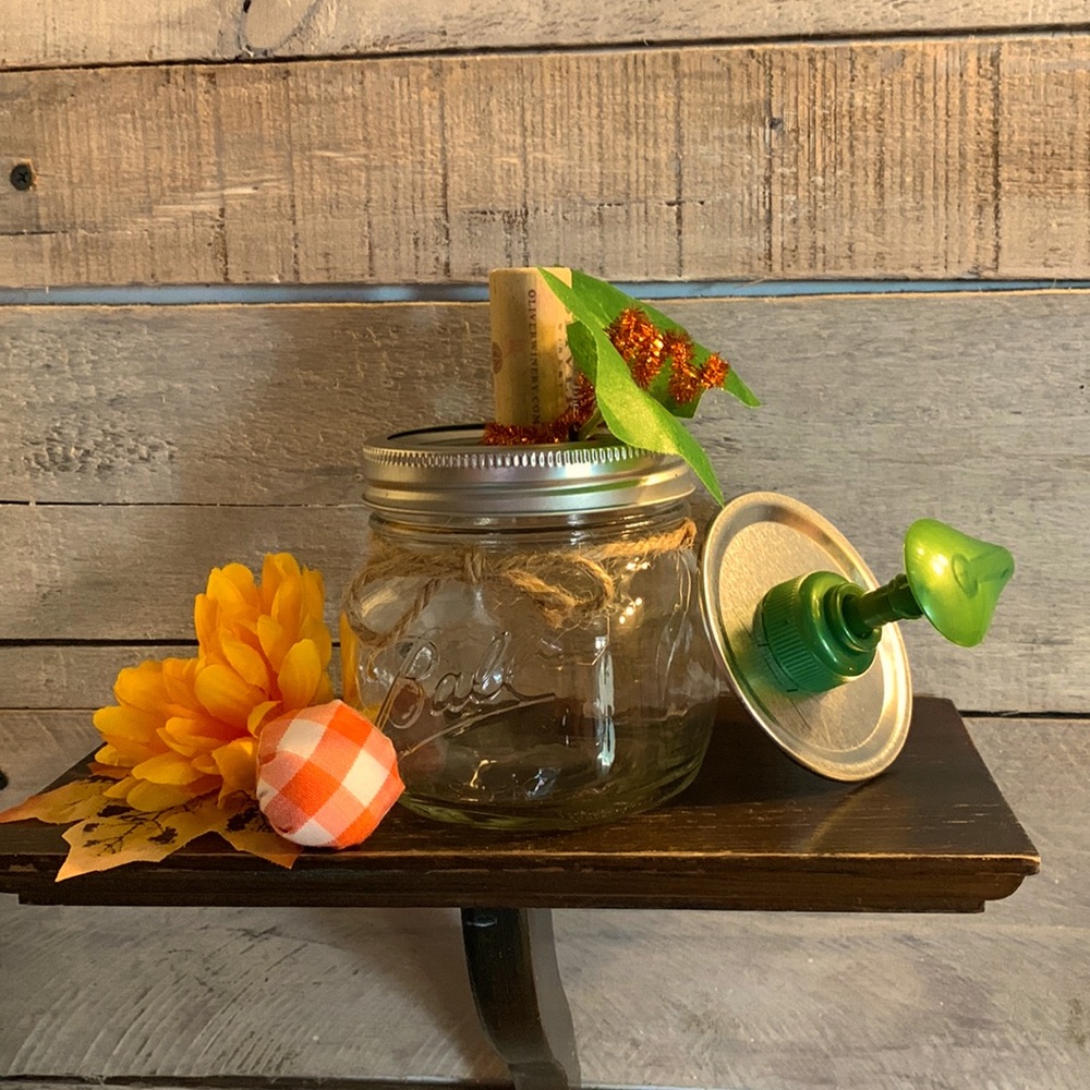 Hand Crafted- Pumpkin storage/soap pump jar